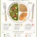 Graphiques colorés représentant des repas équilibrés