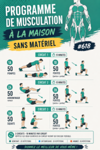 Femme faisant des exercices de musculation à domicile sans matériel.