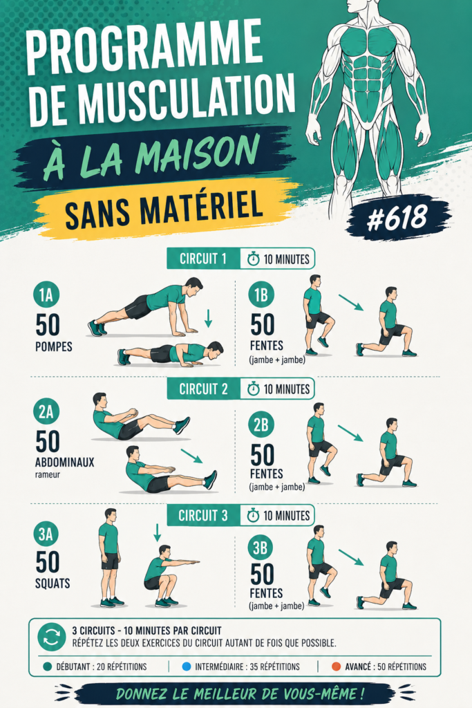 Femme faisant des exercices de musculation à domicile sans matériel.