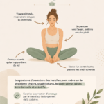 Femme pratiquant la posture du Papillon en pleine nature, illustrant une relaxation et une sérénité.