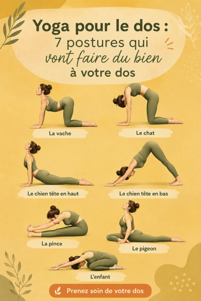 Femme pratiquant une posture de yoga bienfaisante pour le dos.