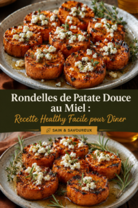 Assiette de rondelles de patate douce au miel, prêtes à déguster.