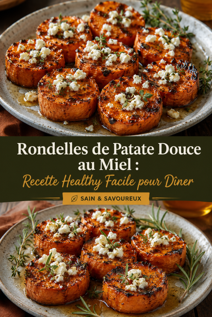 Assiette de rondelles de patate douce au miel, prêtes à déguster.