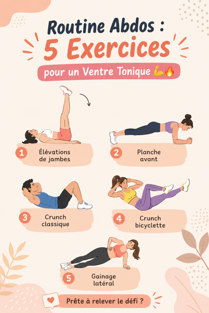 Une femme effectuant des exercices abdominaux pour un ventre tonique