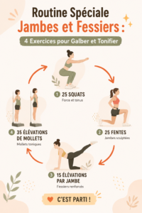 Femme réalisant des exercices pour les jambes et fessiers sur un tapis de yoga
