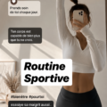 Femme heureuse en train de faire du sport à la maison, illustrant l'importance d'une routine sportive pour le bien-être.