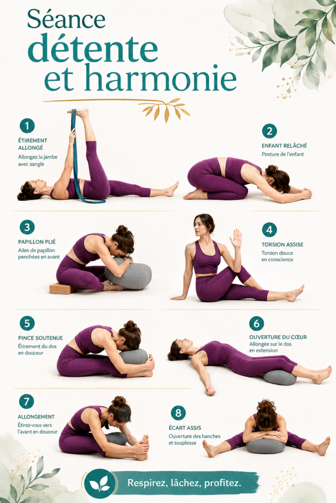 Femme pratiquant le yoga dans un cadre apaisant, cherchant équilibre et sérénité.