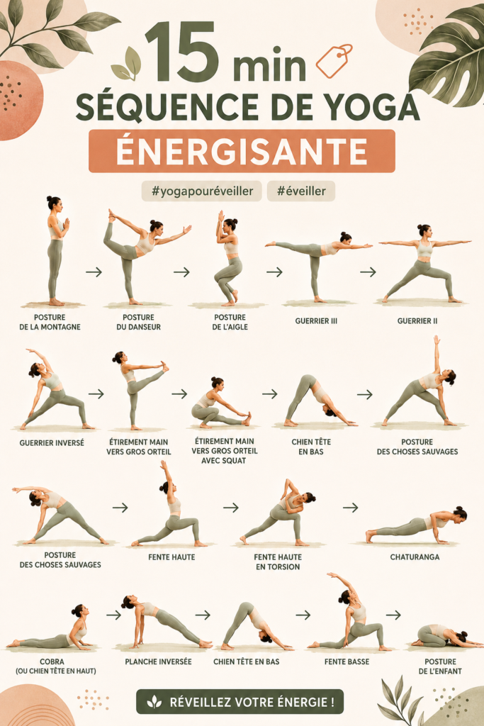 Une femme pratiquant une séquence de yoga énergisante en plein air