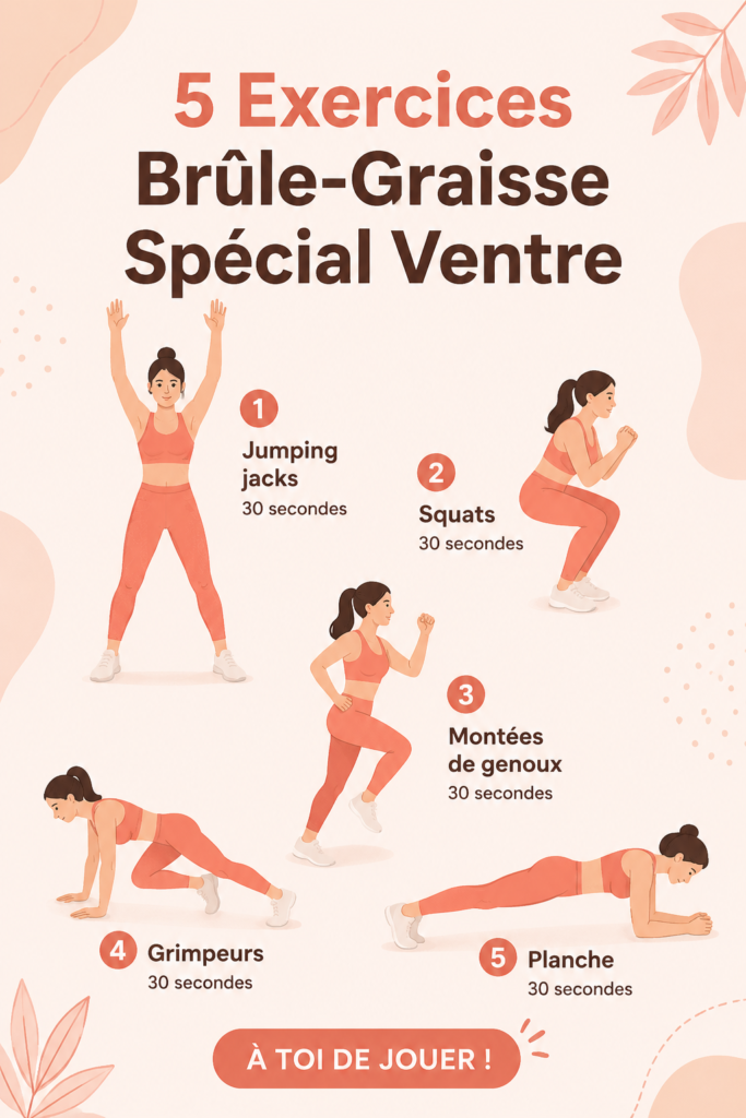 Femme réalisant des exercices de fitness à la maison pour un ventre tonique.