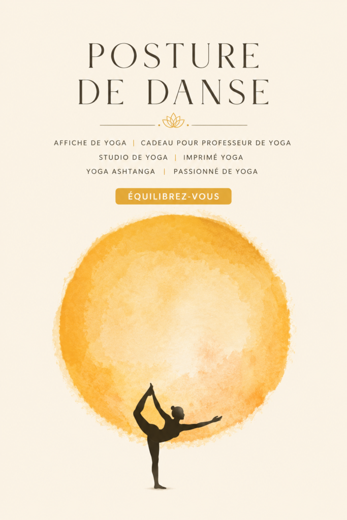 Affiche de postures de yoga élégante dans un cadre zen