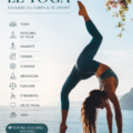 Femme pratiquant le yoga en pleine nature, illustrant sérénité et équilibre.