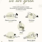 Femme en train de faire un exercice de gainage sur un tapis de yoga.