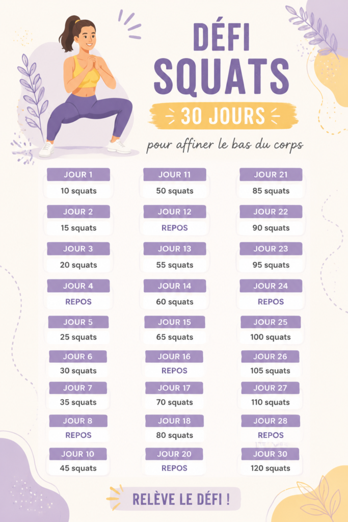 Femme en train de faire des squats dans un cadre accueillant
