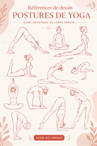 Illustration d'une femme en pose de yoga sur fond apaisant
