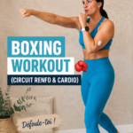Femme s'entraînant avec des gants de boxe dans une salle de sport.