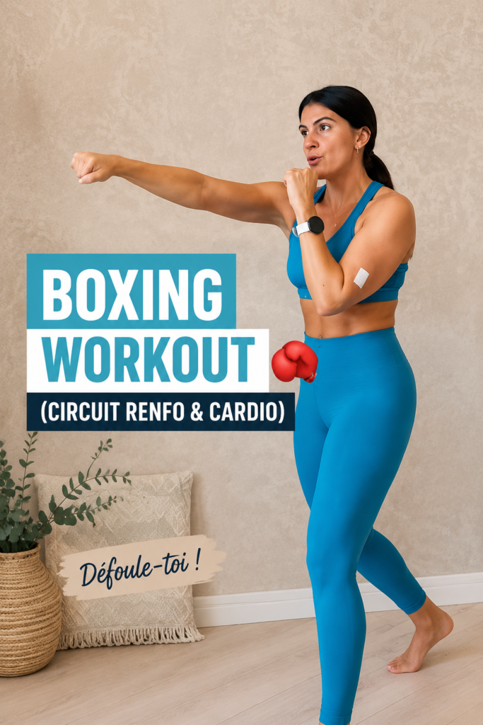 Femme s'entraînant avec des gants de boxe dans une salle de sport.