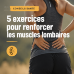 Femme pratiquant des exercices pour renforcer ses lombaires sur un tapis de yoga.