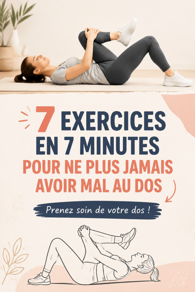 Femme réalise des exercices pour soulager le mal de dos en 7 minutes.