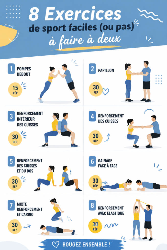 Une femme et un homme faisant du sport ensemble, explorant des exercices amusants à deux.