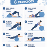 Femme faisant des exercices sur un swiss ball pour renforcer son corps.