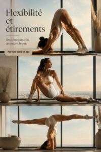 Femme mature pratiquant des étirements simples à la maison pour améliorer sa flexibilité