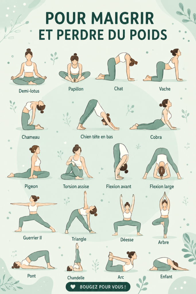 Femme pratiquant le yoga pour la perte de poids dans un environnement serein.