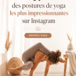 Femme pratiquant une pose de yoga impressionnante sur un fond naturel.