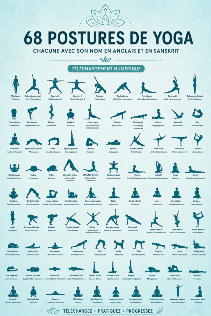 Femme pratiquant le yoga dans un cadre serein, illustrant l'apaisement apporté par les postures.