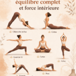 Femme de 40 ans pratiquant le yoga dans un parc, illustrant équilibre et force