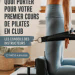 Femme en tenue de Pilates prête pour un cours