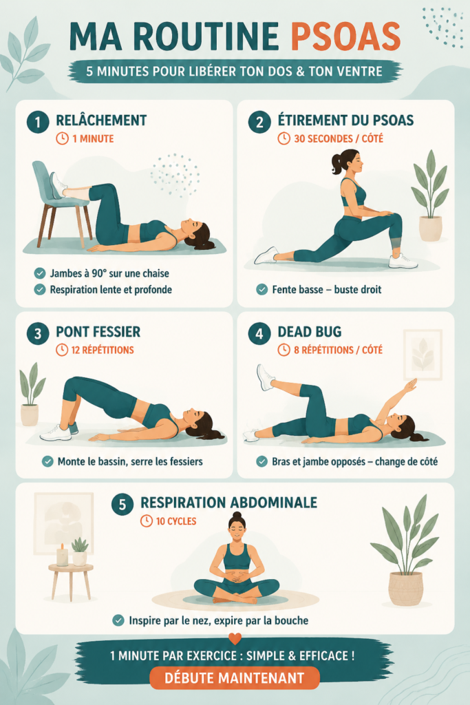 Visuels modernes et féminins pour la pratique du psoas