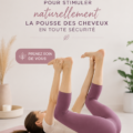 Femme pratiquant le yoga, avec des cheveux longs et brillants, illustrant les bienfaits du yoga pour la santé des cheveux.