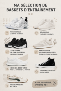 Femme portant des sneakers de sport dans un cadre d'entraînement.