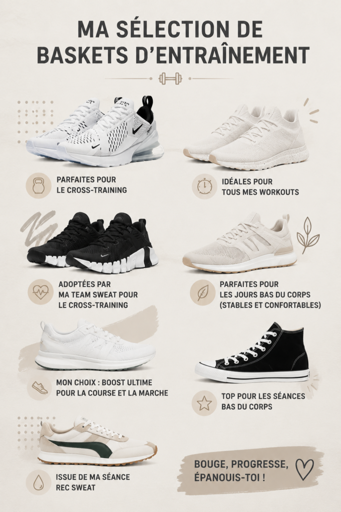 Femme portant des sneakers de sport dans un cadre d'entraînement.