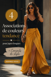 Un ensemble élégant avec une jupe longue et des accessoires colorés.