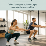 Femme en train de faire un squat, illustrant les techniques correctes et l'écoute du corps