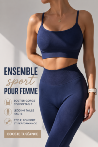 Ensemble de sport moderne pour femmes sur un fond coloré.