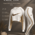 Ensemble Nike blanc et marron, leggings et crop top pour femmes