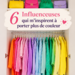 Une influenceuse vêtue d'une robe colorée qui rayonne d'énergie.