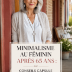 Femme de plus de 65 ans dans une tenue minimaliste élégante.