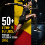 Modèles de flyers colorés et créatifs sur un bureau