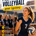 Photo d'un match de volleyball au lycée avec des joueurs en action.