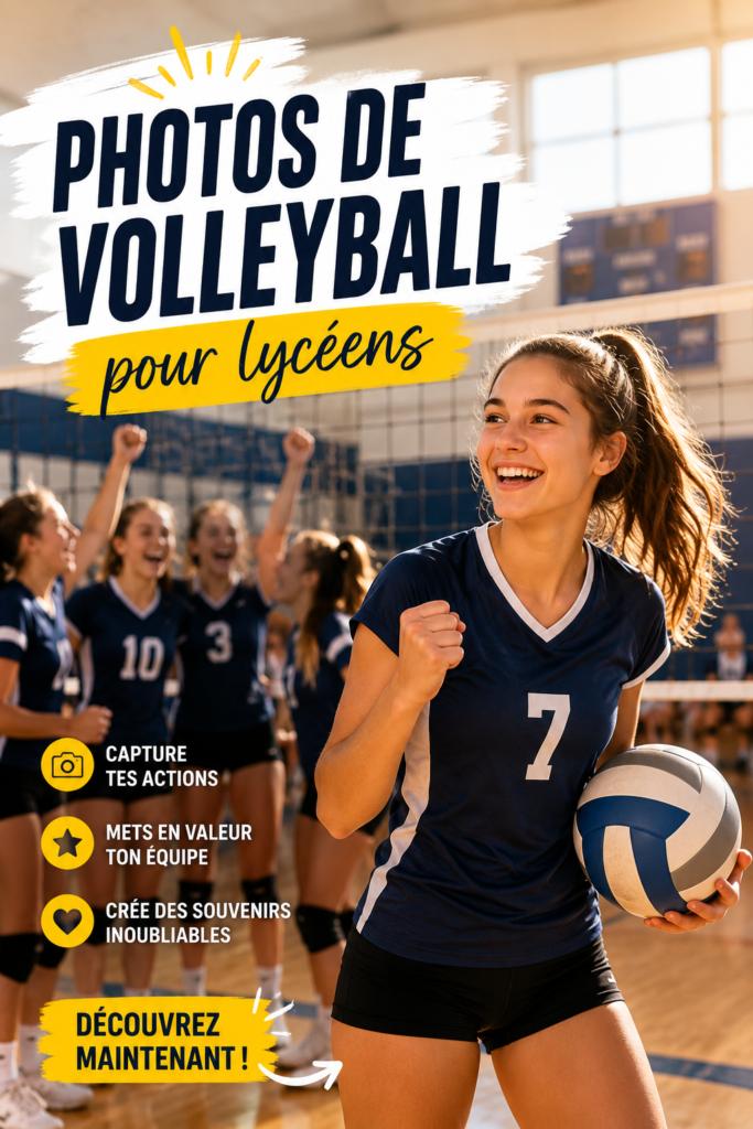 Photo d'un match de volleyball au lycée avec des joueurs en action.