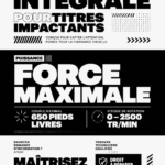 Un modèle de titre audacieux utilisant la police Integral CF sur un fond coloré.