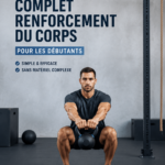 Femme effectuant des exercices de musculation à la maison avec des haltères.