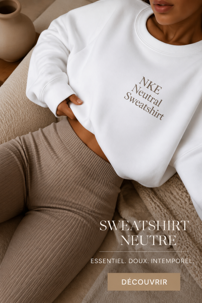 Sweatshirt NKE en couleur neutre, idéal pour un look décontracté et stylé.