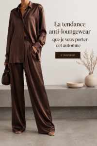 Femme portant une tenue chic anti-loungewear pour l'automne, alliant confort et élégance.