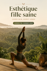 Femme stylée incarnant l'esthétique healthy girl, portant des vêtements confortables et tendances.