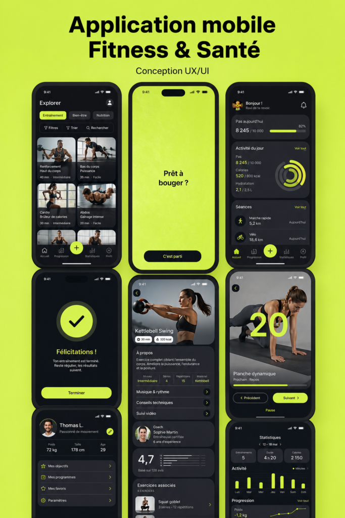 Femme utilisant une application de fitness sur son téléphone dans un parc