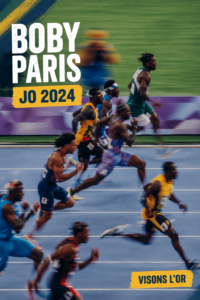 Modèle présentant un look moderne et chic inspiré du Boby Paris pour les JO 2024.